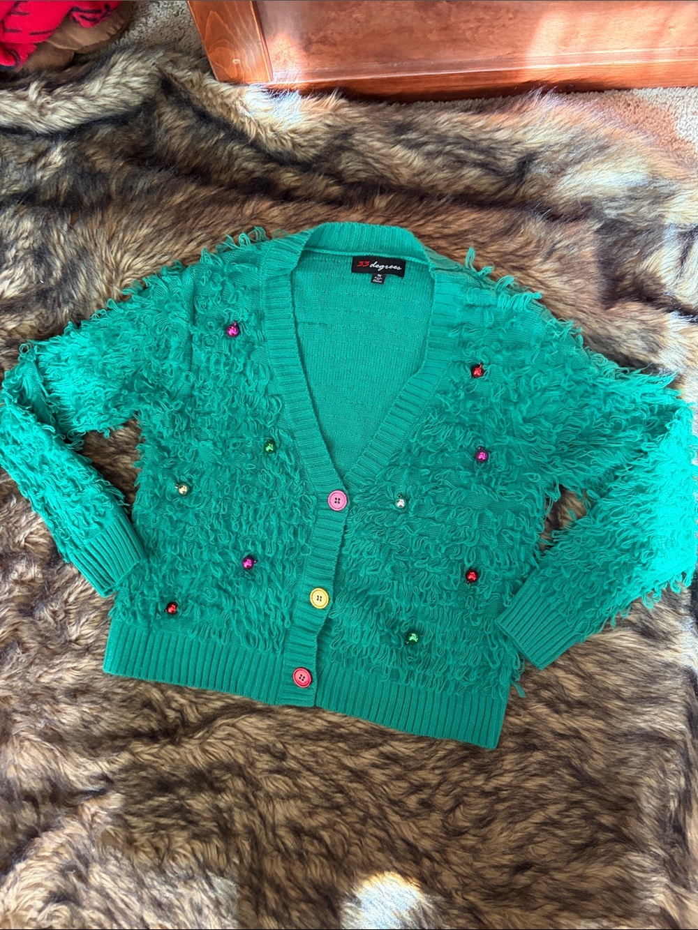 33 Degrees Green Ugly Bells Christmas Tree Sweater Women's Size Medium